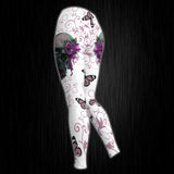 Flower Purple Butterfly Skull Gothic Artwork Combo Hoodie and Leggings - Wonder Skull