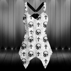 Cross Skull Pattern Women's Racing Tank Top - Wonder Skull