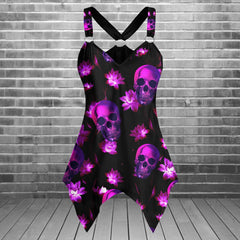 Lotus Pink Skull Gothic Women's Racing Tank Top - Wonder Skull