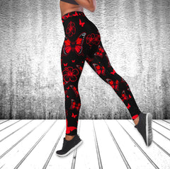 Butterfly Red Skull Tanktop and Leggings - Wonder Skull