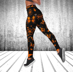 Butterfly Orange Skull Tanktop and Leggings - Wonder Skull