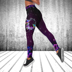 Bird And Purple Flower Tanktop and Leggings - Wonder Skull