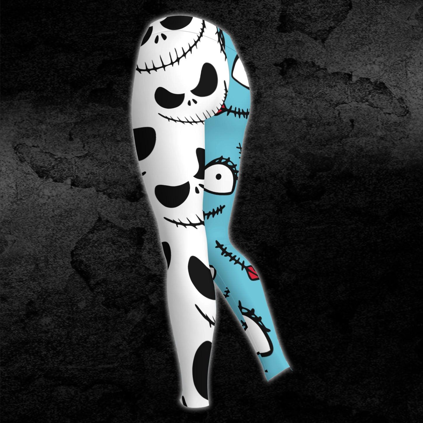 Nightmare Half Blue Half White Christmas Combo Hoodie and Leggings - Wonder Skull