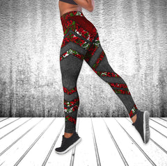 Gray Red Skull Tanktop and Leggings - Wonder Skull