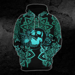 Skull Mandala Cyan Combo Hoodie and Leggings - Wonder Skull