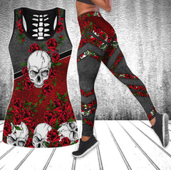 Gray Red Skull Tanktop and Leggings - Wonder Skull