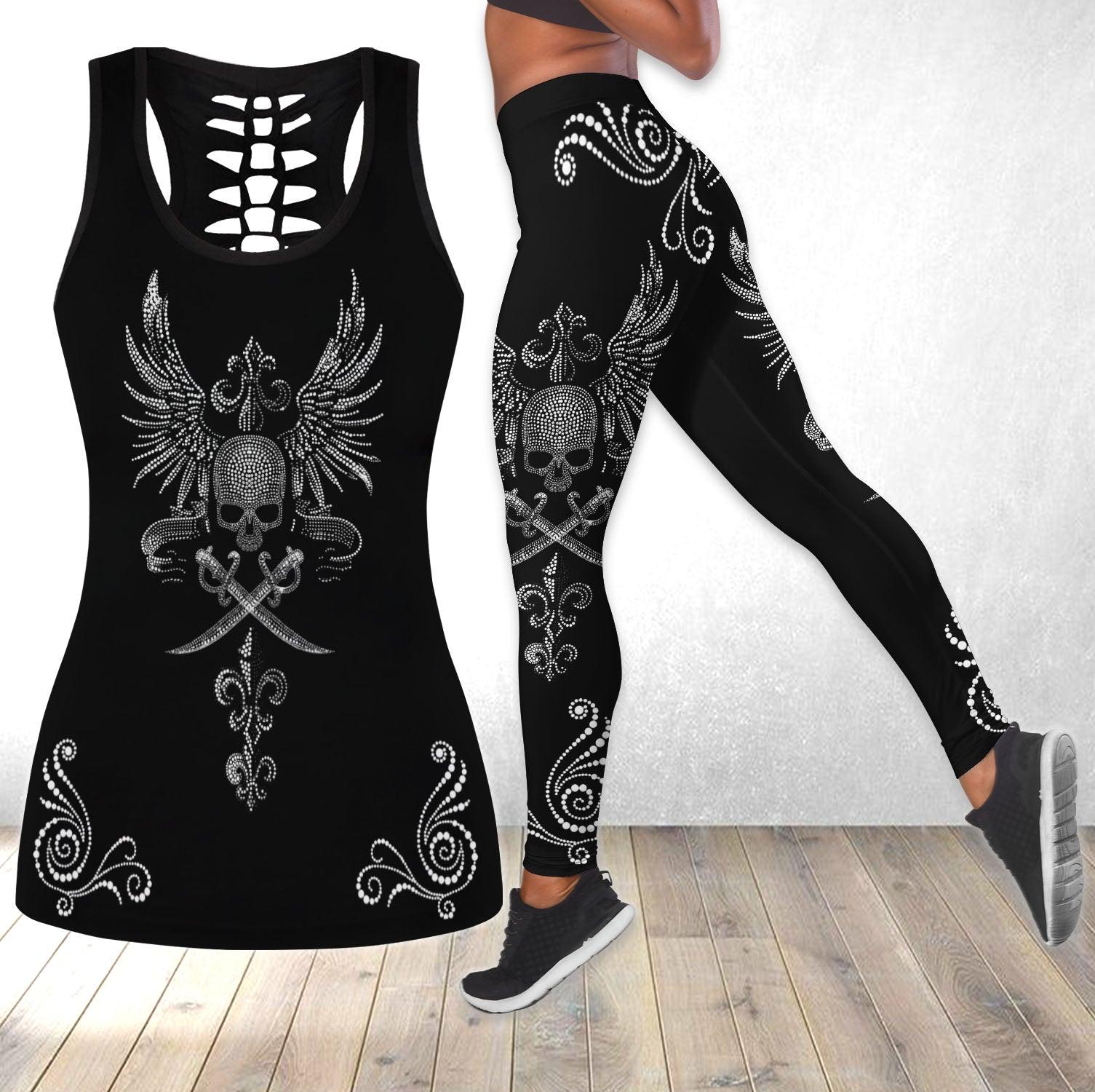 Goth Wing Skull Tanktop and Leggings - Wonder Skull