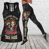 F-bomb Mom Tattoos Skull Girl Tanktop and Leggings - Wonder Skull