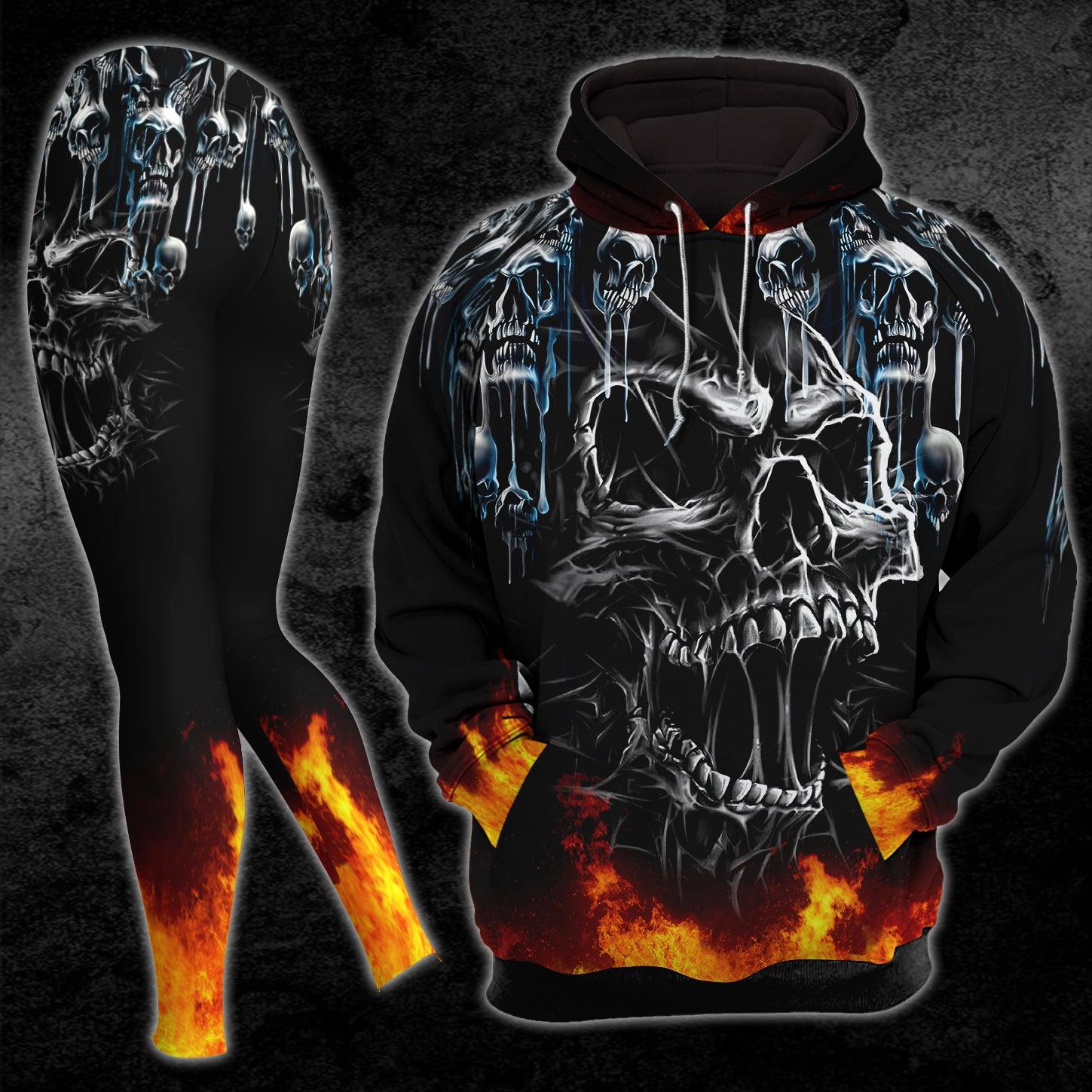 Christmas Skull Fire Combo Hoodie and Leggings - Wonder Skull