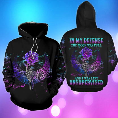 In My Defense The Moon Was Full Funny Hoodie For Women - Wonder Skull