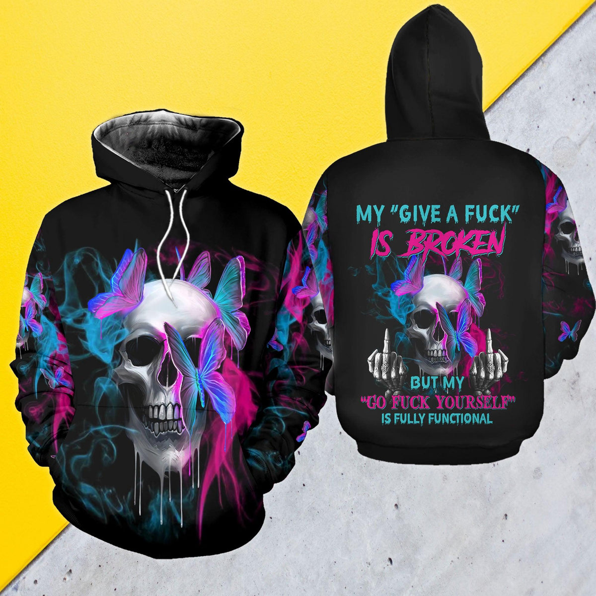 My Give A Fuck Is Broken Funny Hoodie For Women - Wonder Skull
