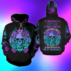 Skull Mandala If I Was Really A Bitch Funny Hoodie For Women - Wonder Skull