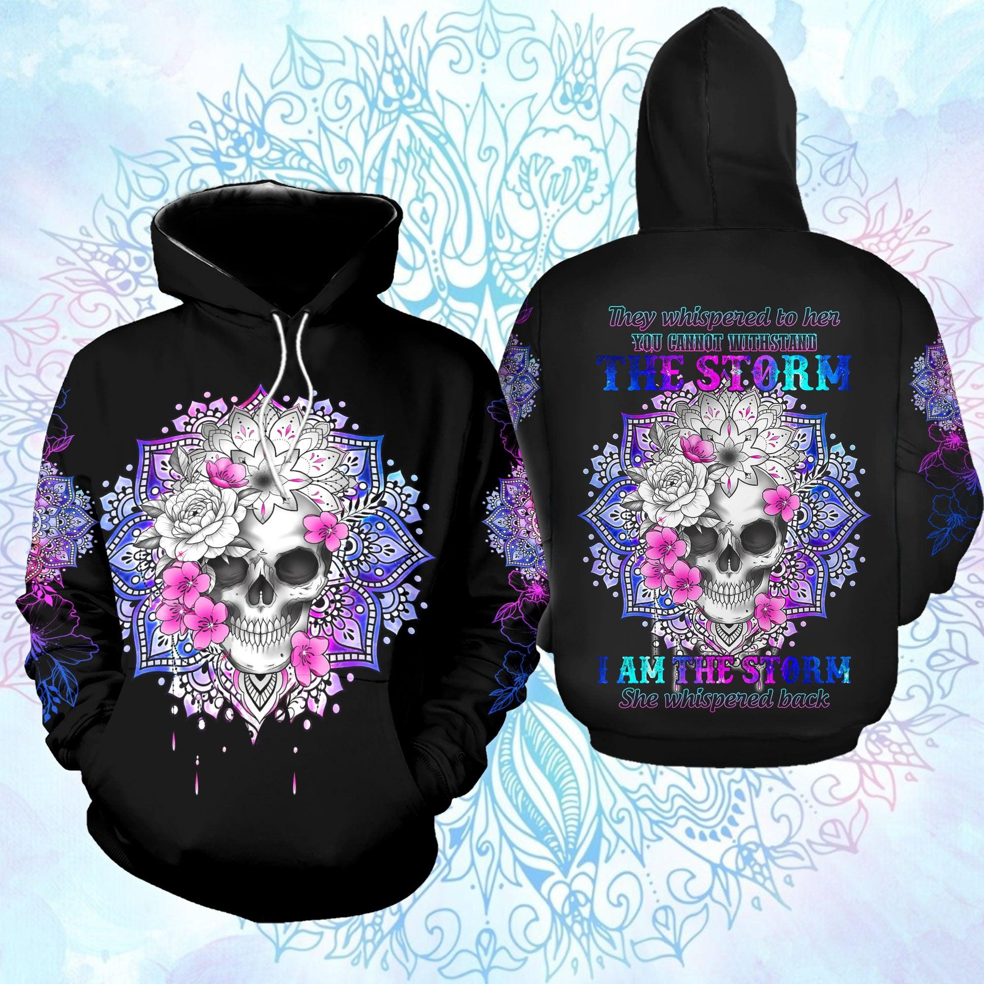 Mandala Skull They Whispered To Her Funny Hoodie For Women - Wonder Skull