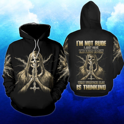 I'm Not Rude I Just Have The Balls To Say Funny Hoodie For Women - Wonder Skull