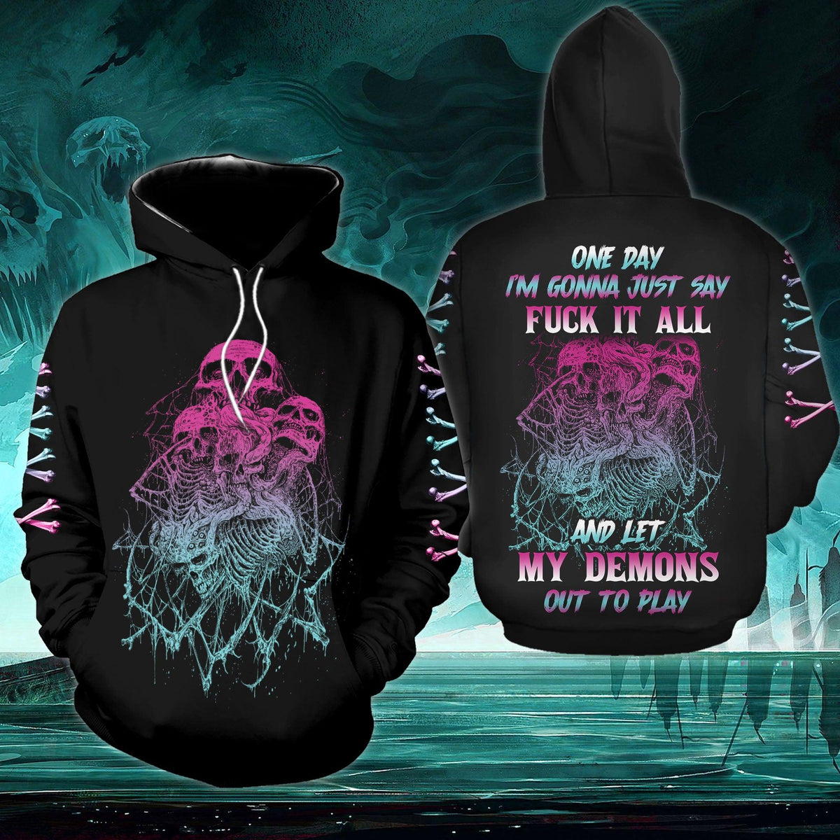 Colorful One Day I'm Gonna Just Say Fuck It All Funny Hoodie For Women - Wonder Skull