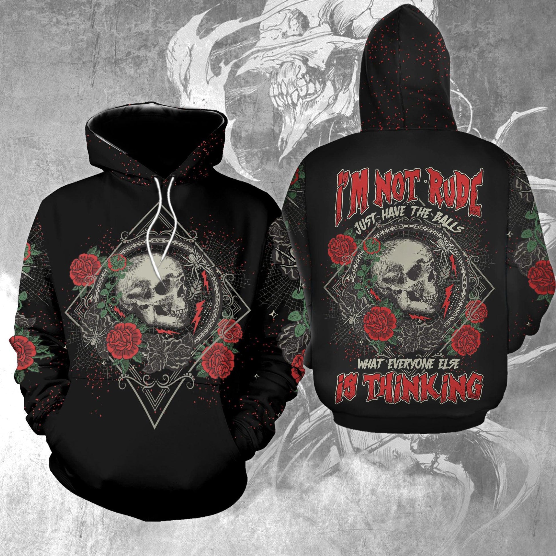 Skull Rose I'm Not Rude I Just Have The Balls Funny Hoodie For Women - Wonder Skull