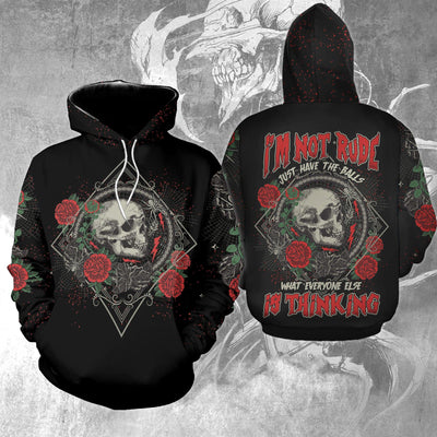 Skull Rose I'm Not Rude I Just Have The Balls Funny Hoodie For Women - Wonder Skull