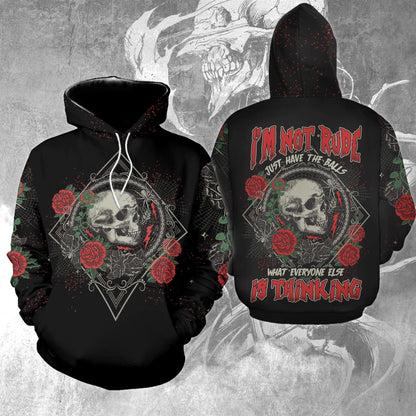 Skull Rose I'm Not Rude I Just Have The Balls Funny Hoodie For Women - Wonder Skull