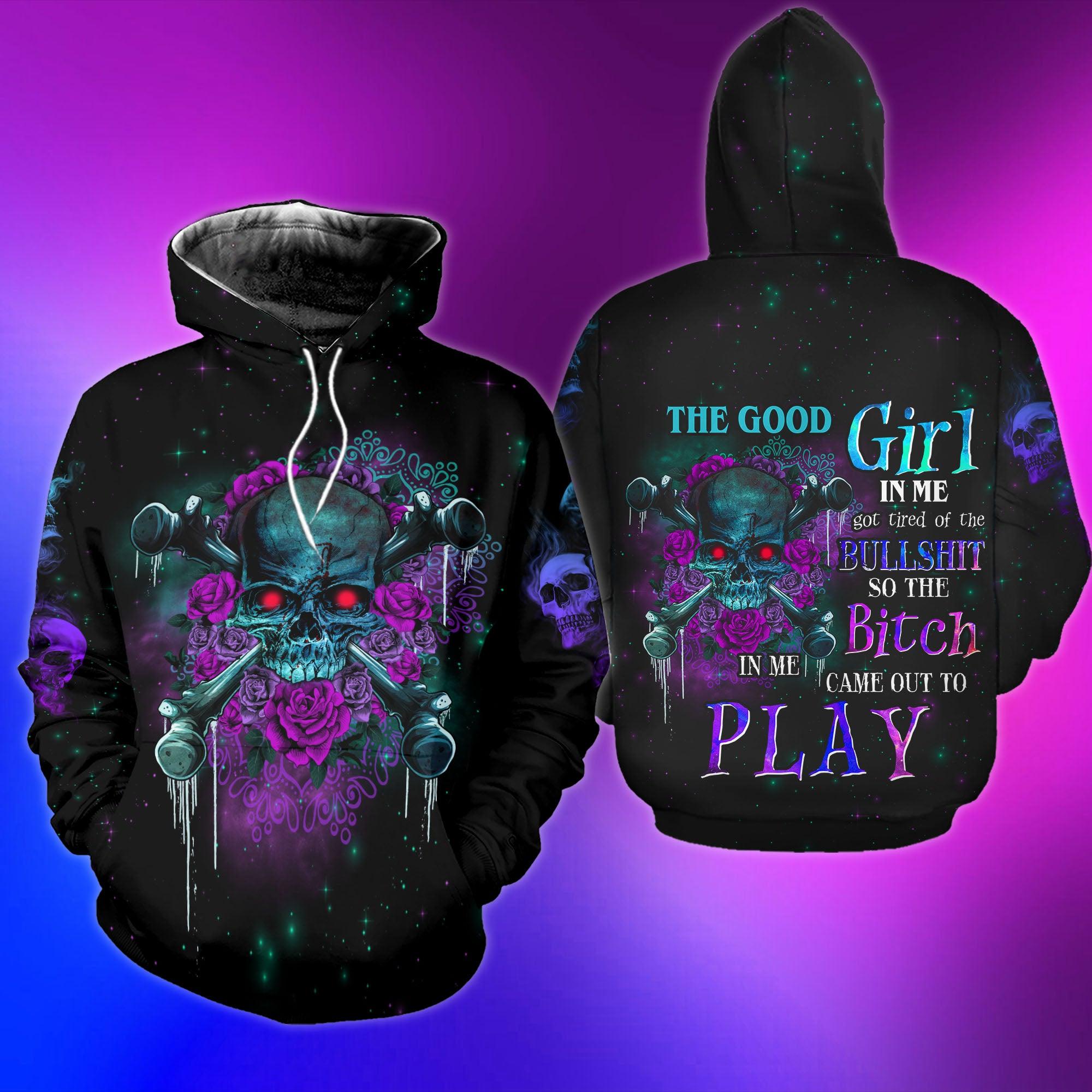 Gothic Skull The Good Girl In Me Funny Hoodie For Women - Wonder Skull