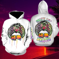 Salty Lil' Beach Funny Hoodie For Women  - Wonder Skull