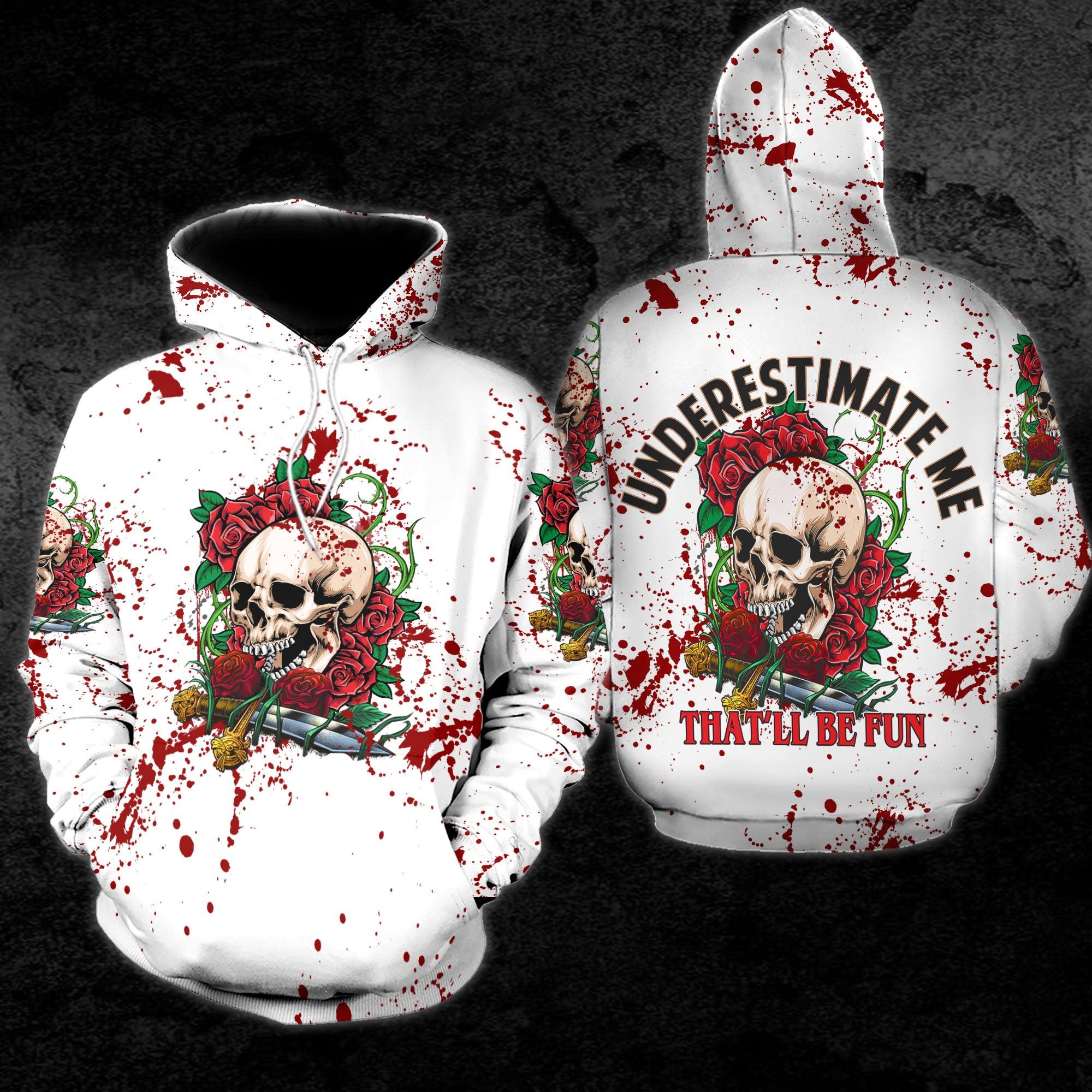 Skull Flower Underestimate Me Funny Hoodie For Women - Wonder Skull