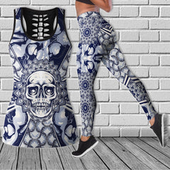 Cool Sugar Skull Pattern Combo Tanktop & Leggings - Wonder Skull