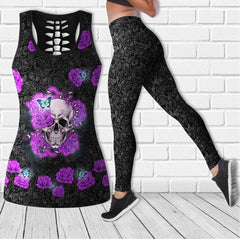 Skull Rose Pink Combo Tanktop & Leggings Yoga - Wonder Skull