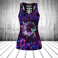 Bird And Purple Flower Tanktop and Leggings - Wonder Skull