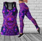 Cool Sugar Skull Pattern Purple Combo Tanktop & Leggings - Wonder Skull