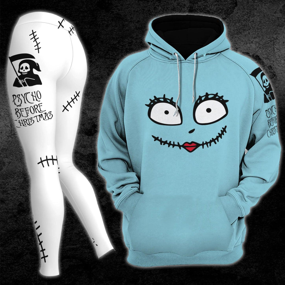 Christmas Nightmare Combo Blue & White Hoodie and Leggings - Wonder Skull