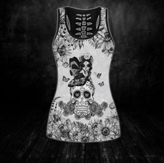 White Sugar Skull Purple Tanktop and Leggings - Wonder Skull