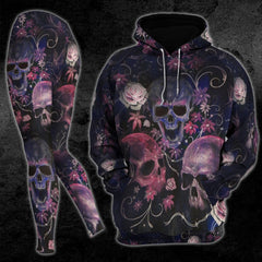 Skull Rose Flower Combo Hoodie and Leggings - Wonder Skull