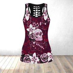 Red Flower Skull Tanktop and Leggings - Wonder Skull