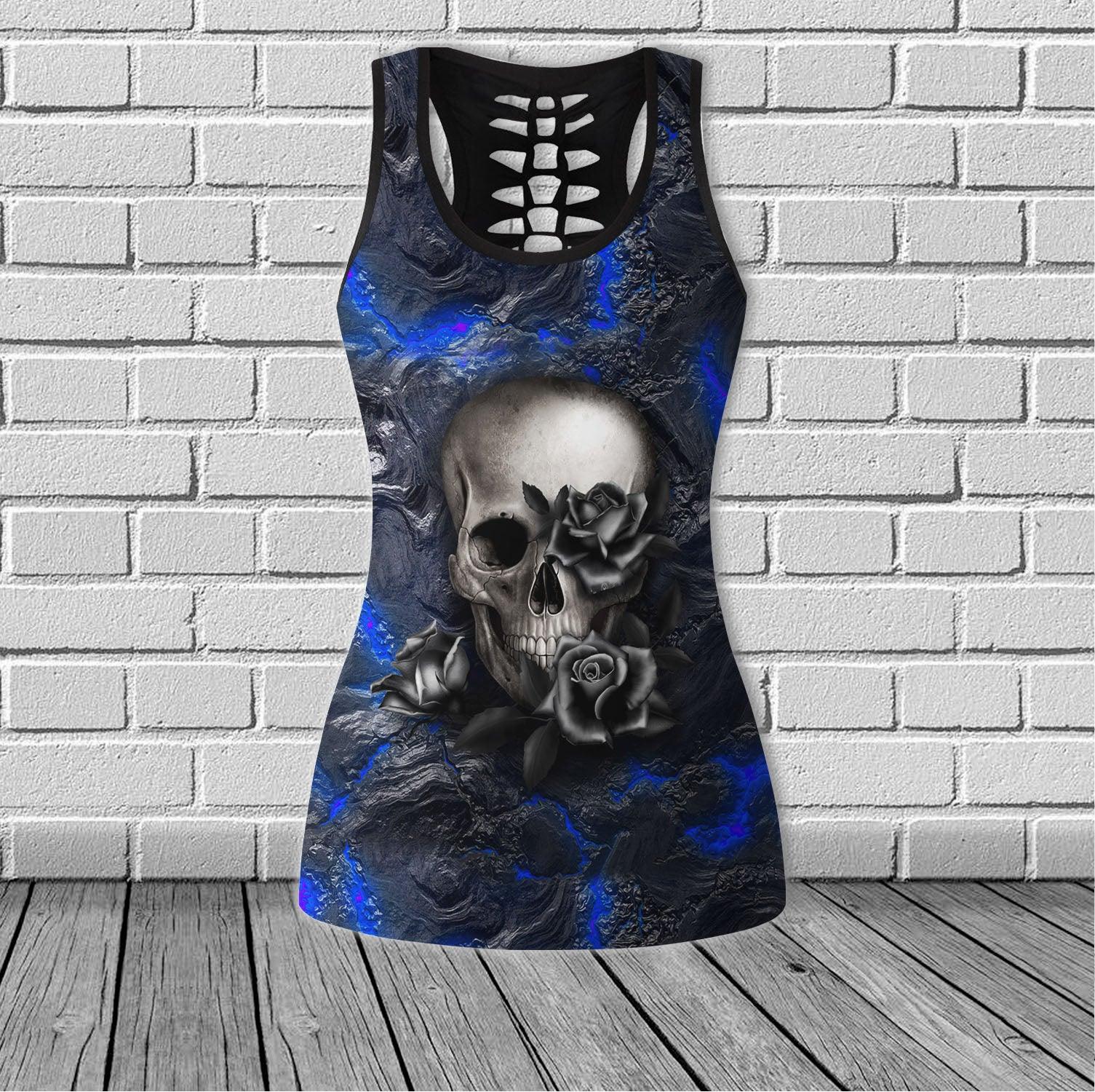 Skull Lava Gothic Blue Cool Combo Tanktop & Leggings Yoga - Wonder Skull