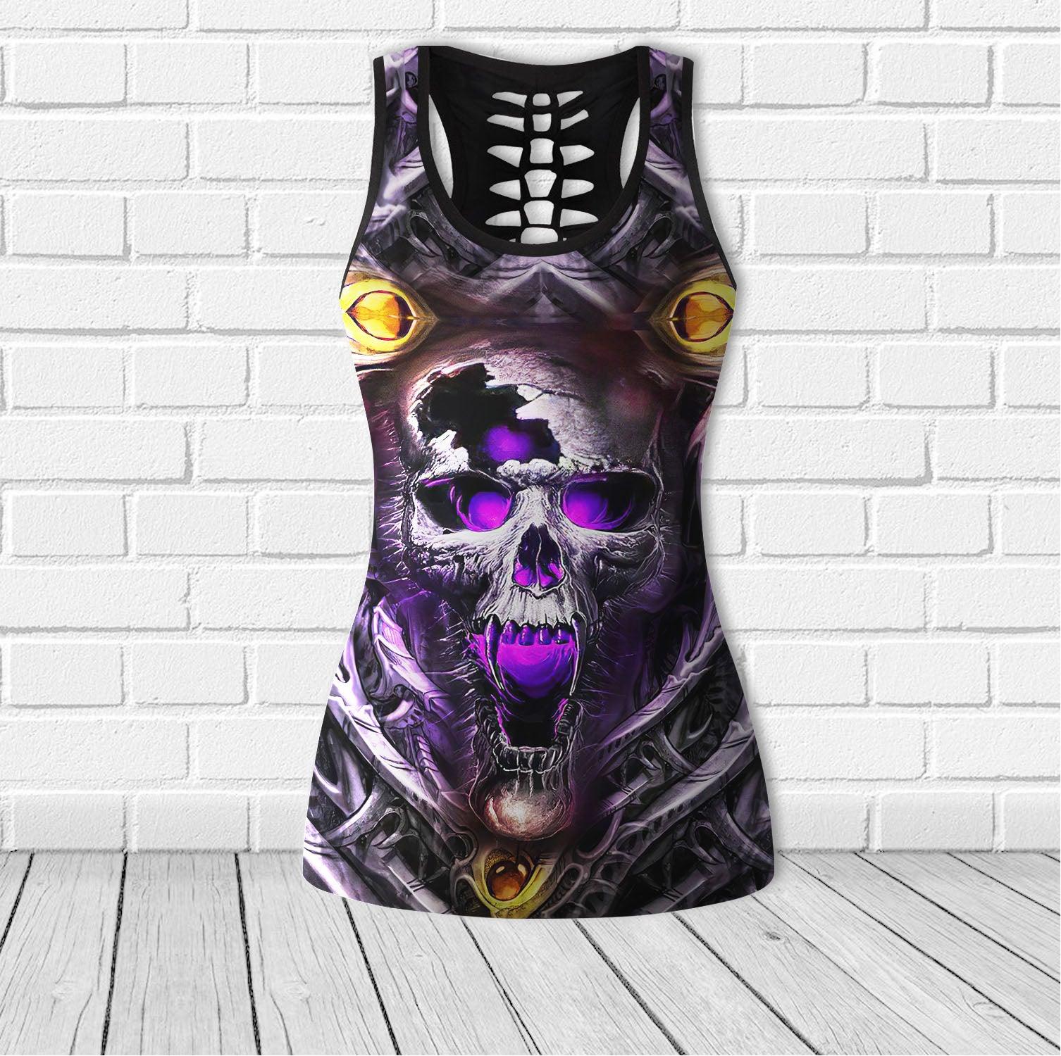 Skull Crack Purple Cool Combo Tanktop & Leggings Yoga - Wonder Skull