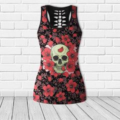 Skull Pattern Flower Cool Combo Tanktop & Leggings Yoga - Wonder Skull