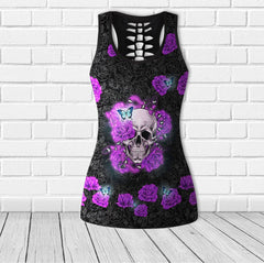 Skull Rose Pink Combo Tanktop & Leggings Yoga - Wonder Skull