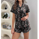 Skull Rose Dark Sexy Pajama Sets With Short Sleeve - Wonder Skull