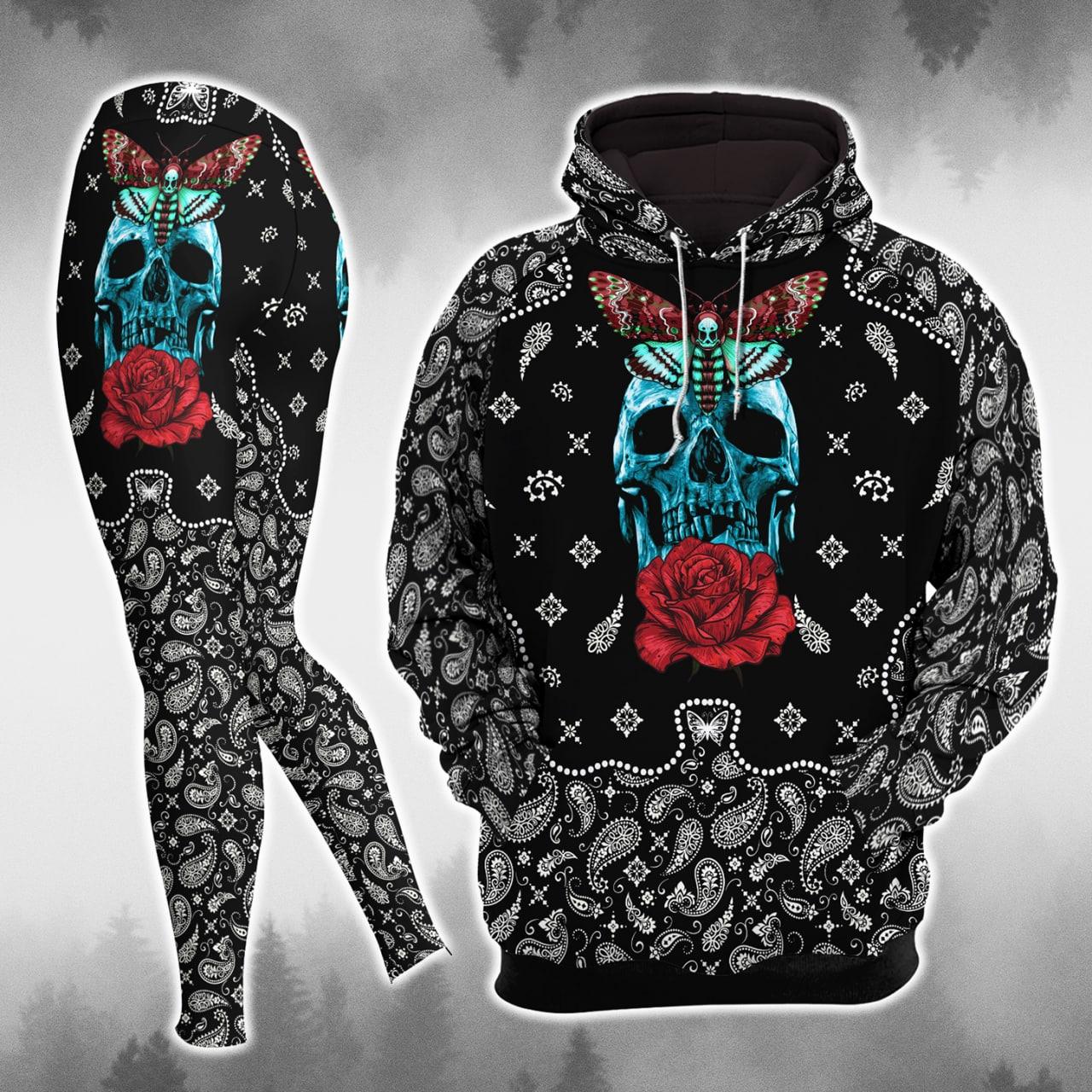 Mandala Gothic Skull Butterfly Combo Hoodie and Leggings - Wonder Skull