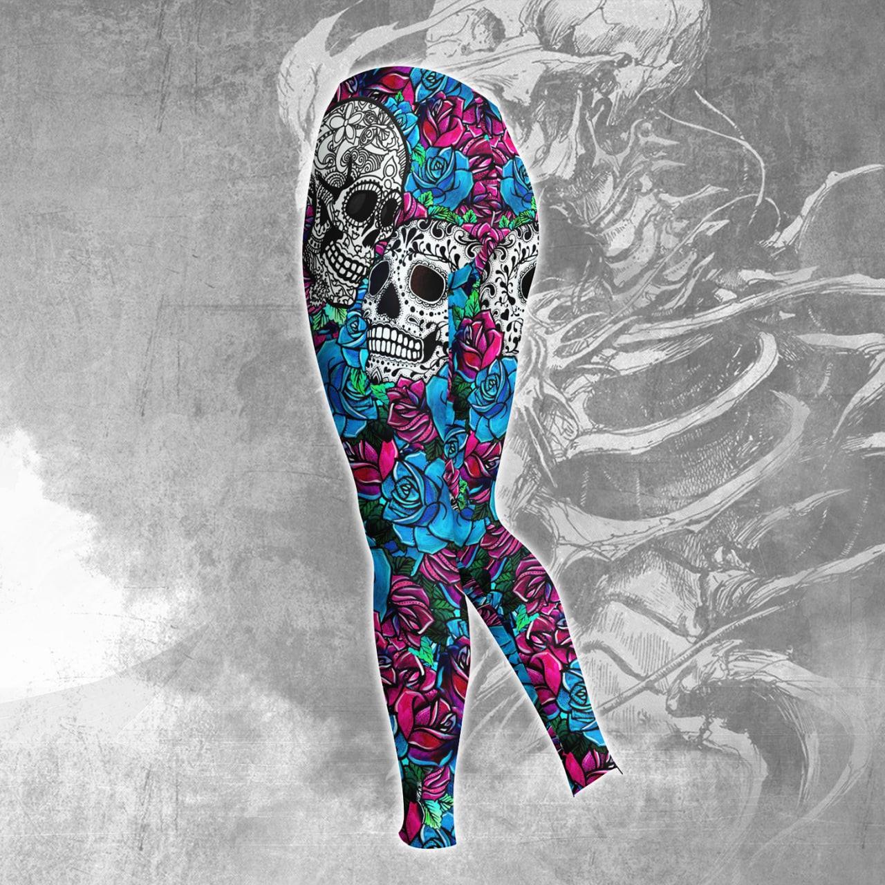 Mandala Gothic Sugar Skull Rose Combo Hoodie and Leggings - Wonder Skull