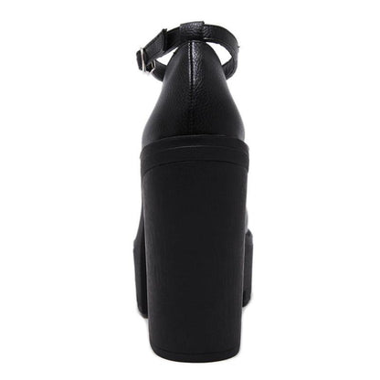 Minimalist Gothic Ankle Strap Platform Court Pumps, Fashionable High Heel Shoes For Women - Wonder Skull