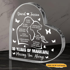 Missing You - Customized 10th Anniversary Gifts Couple Crystal Heart - Wonder Skull