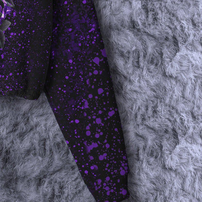 Skull Purple Rose Combo Long Sleeve Sweatshirt and Leggings - Wonder Skull