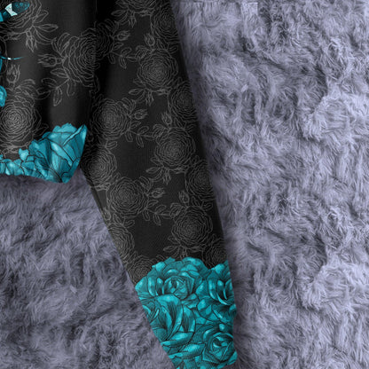 Skull Rose Cyan Combo Long Sleeve Sweatshirt and Leggings - Wonder Skull
