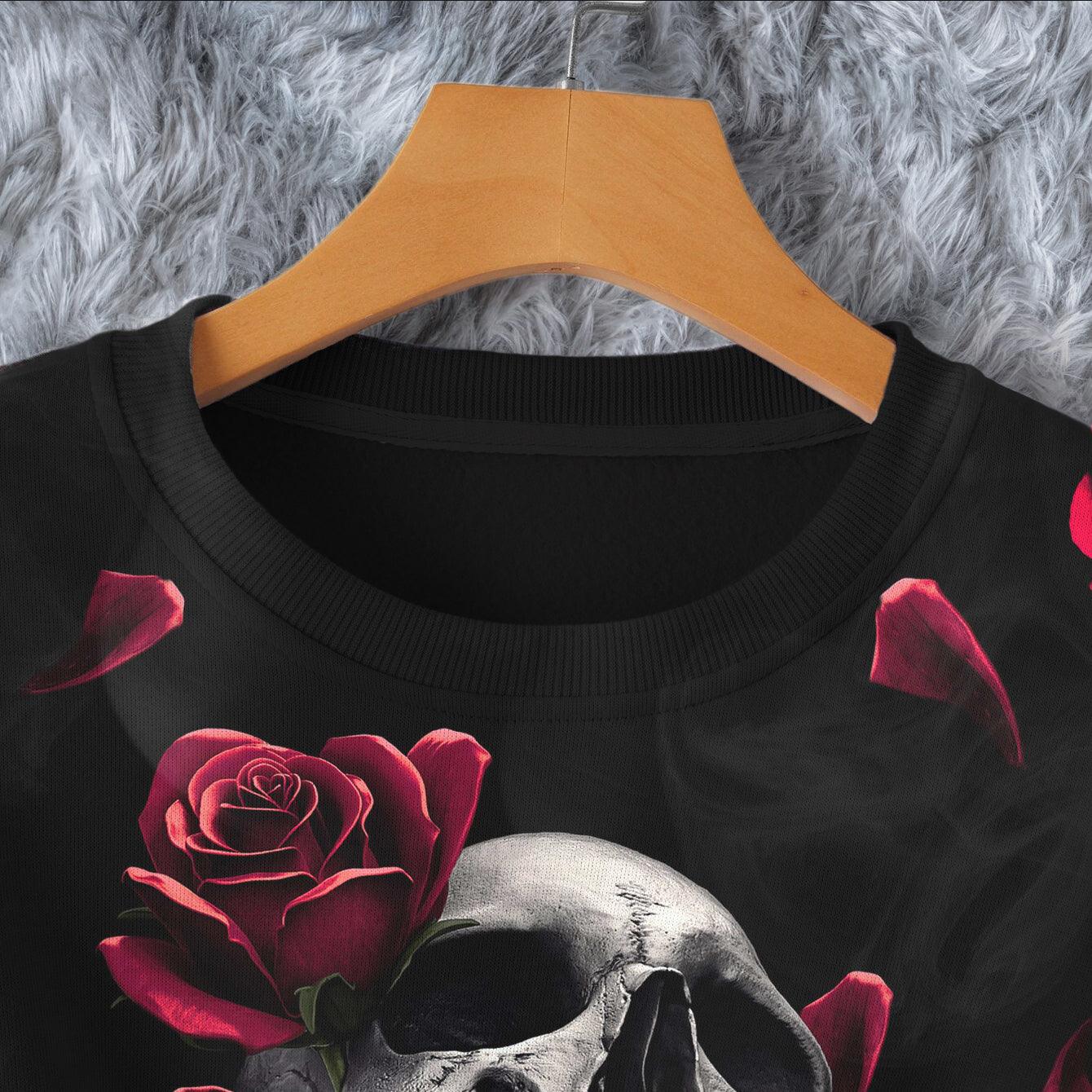 Skull Hand Rose Pattern Combo Long Sleeve Sweatshirt and Leggings - Wonder Skull