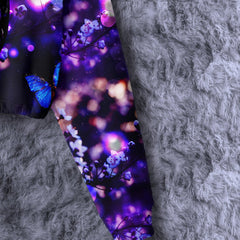 Skull Purple Butterfly Combo Long Sleeve Sweatshirt and Leggings - Wonder Skull