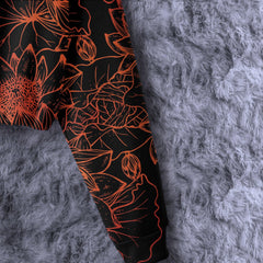 Skull Lotus Orange Combo Long Sleeve Sweatshirt and Leggings - Wonder Skull