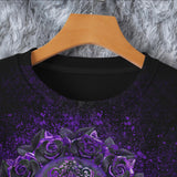 Skull Purple Rose Combo Long Sleeve Sweatshirt and Leggings - Wonder Skull