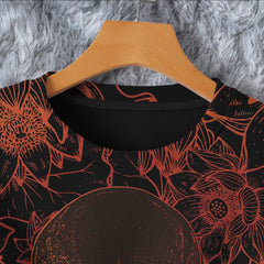 Skull Lotus Orange Combo Long Sleeve Sweatshirt and Leggings - Wonder Skull