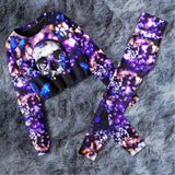 Skull Purple Butterfly Combo Long Sleeve Sweatshirt and Leggings - Wonder Skull